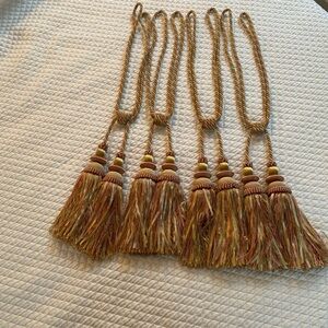 Tassel Tie Backs For Drapes Curtains Mauve Gold Braided Double Tassel Lot Of 4